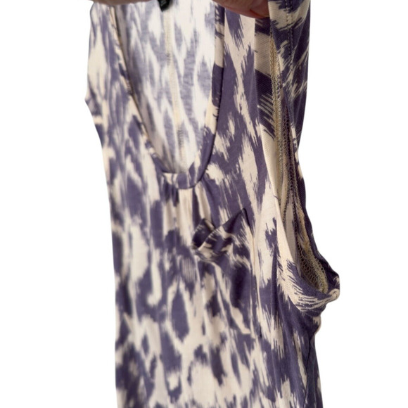 Anthropologie Deletta Sz L Ikat‎ Tunic Tee Lavender Purple Cream Cap Sleeve - Picture 5 of 8